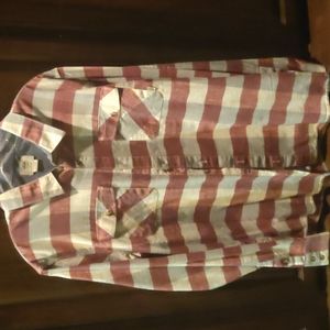 Vans flannel style long sleeve button down size XL red white